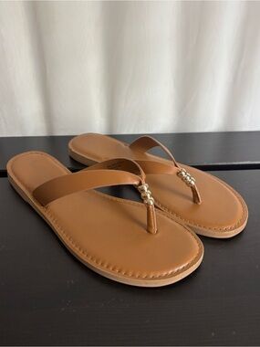 Splendid Tan Beaded Thong Sandals – Size 8M – Neutral Summer Flip Flops